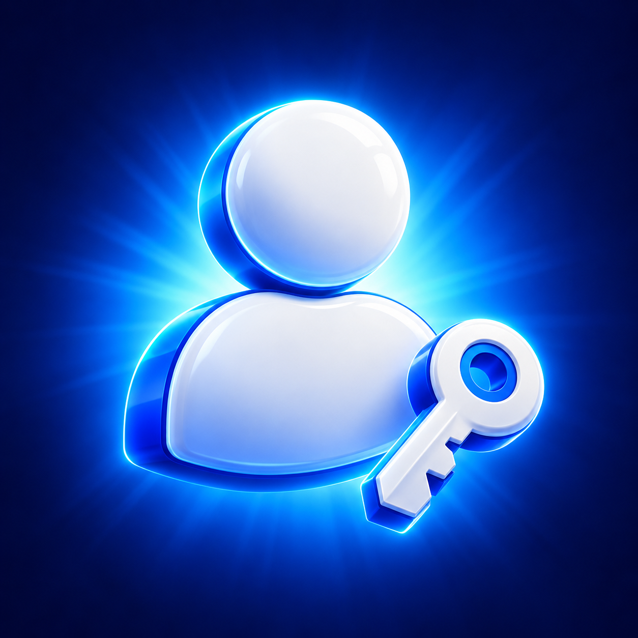 3D person icon with a key